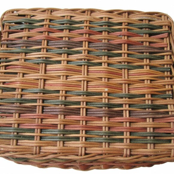 Vintage Beaded Wicker Basket Harvest Gathering Basket Rustic Farmhouse Decor - Picture 6 of 9